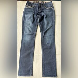 Rock‎ Revival Women's Jeans Sherry Easy Skinny Sequined Denim Blue Size 28